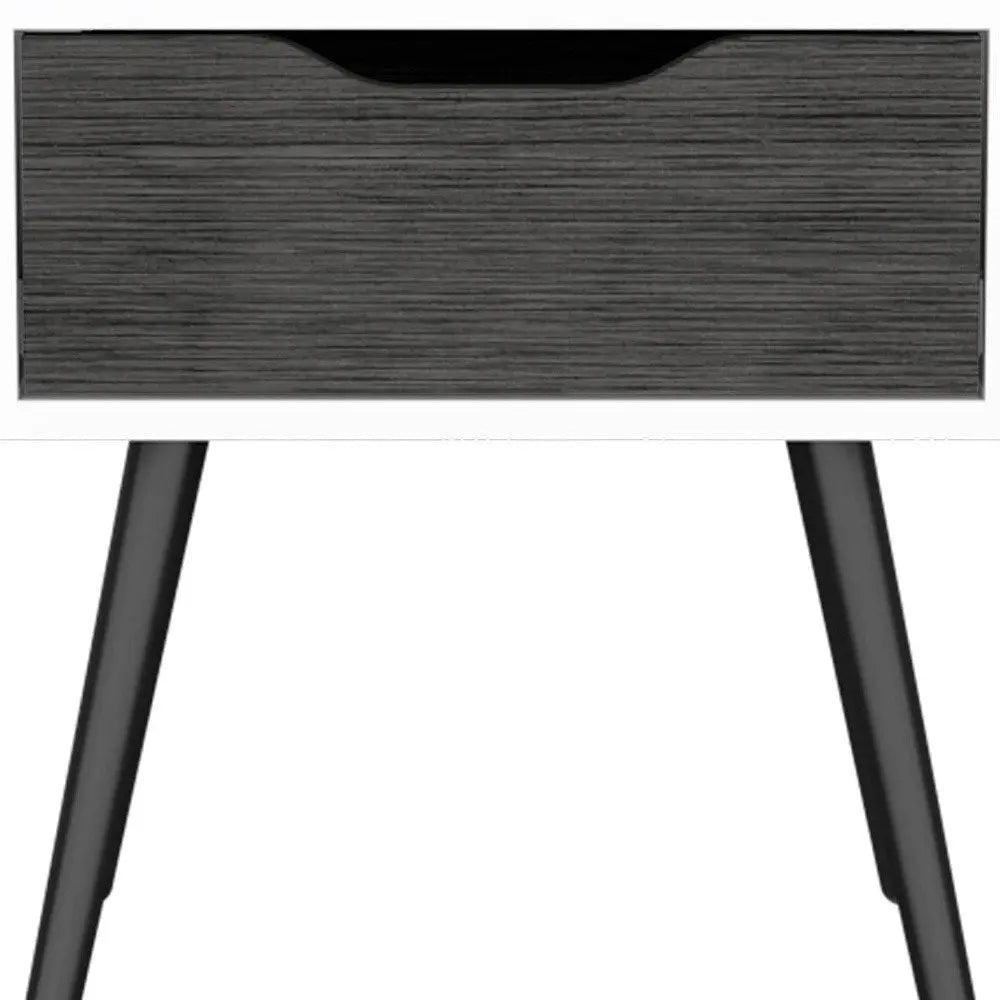 25" Gray And White Wood One Drawer Nightstand HomeRoots