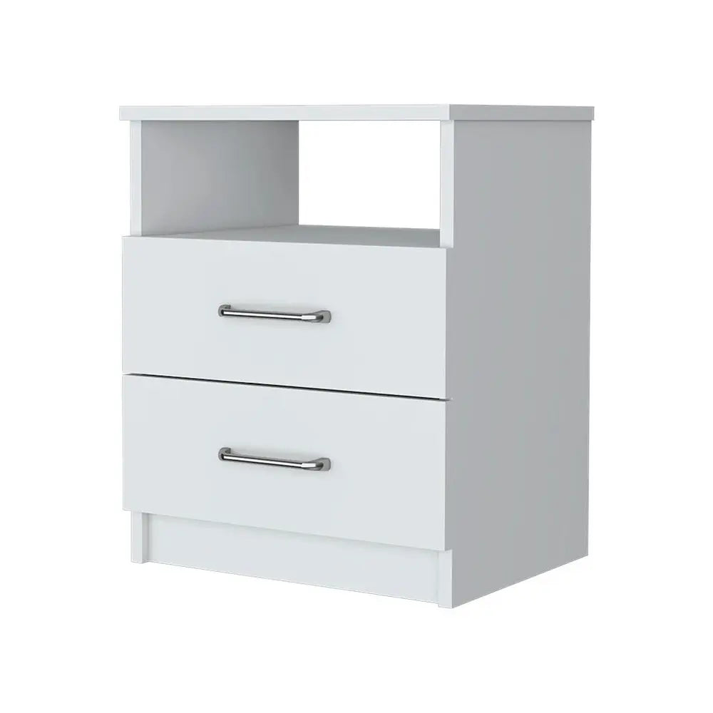 20" White Wood Two Drawer Nightstand HomeRoots