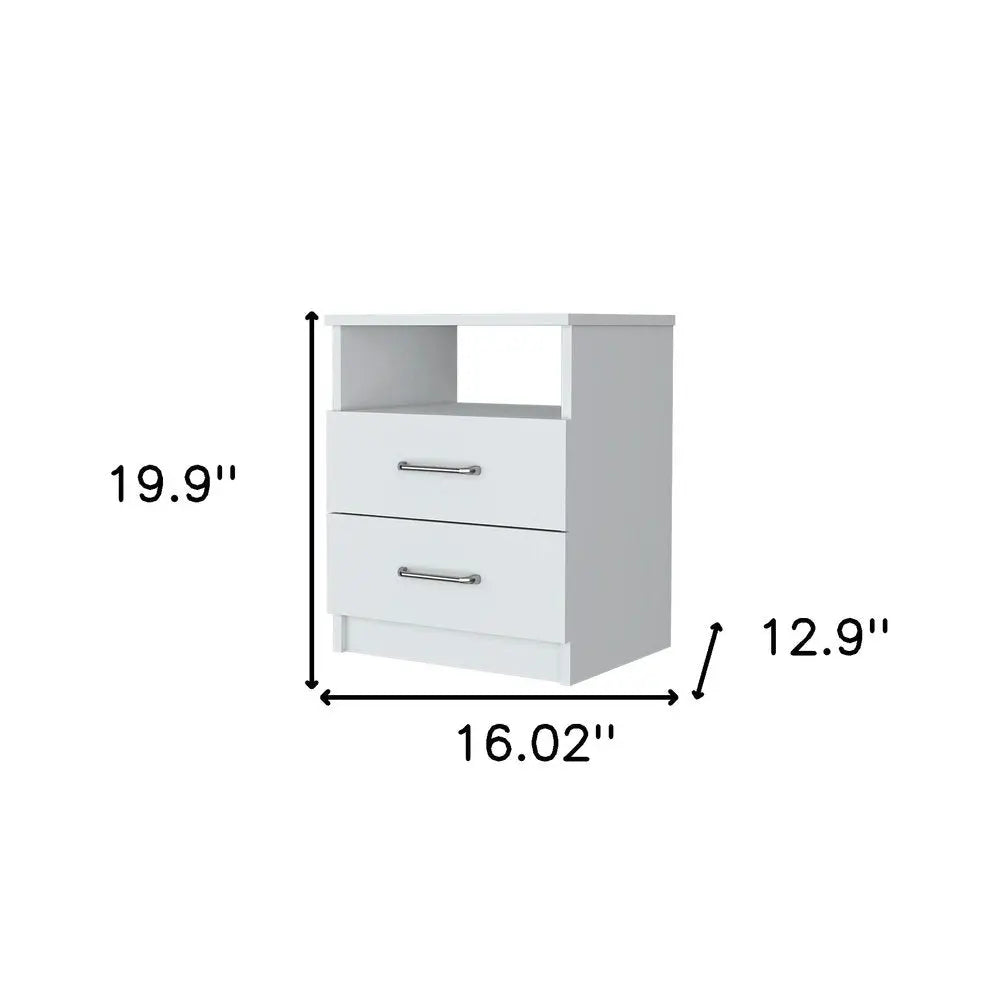 20" White Wood Two Drawer Nightstand HomeRoots