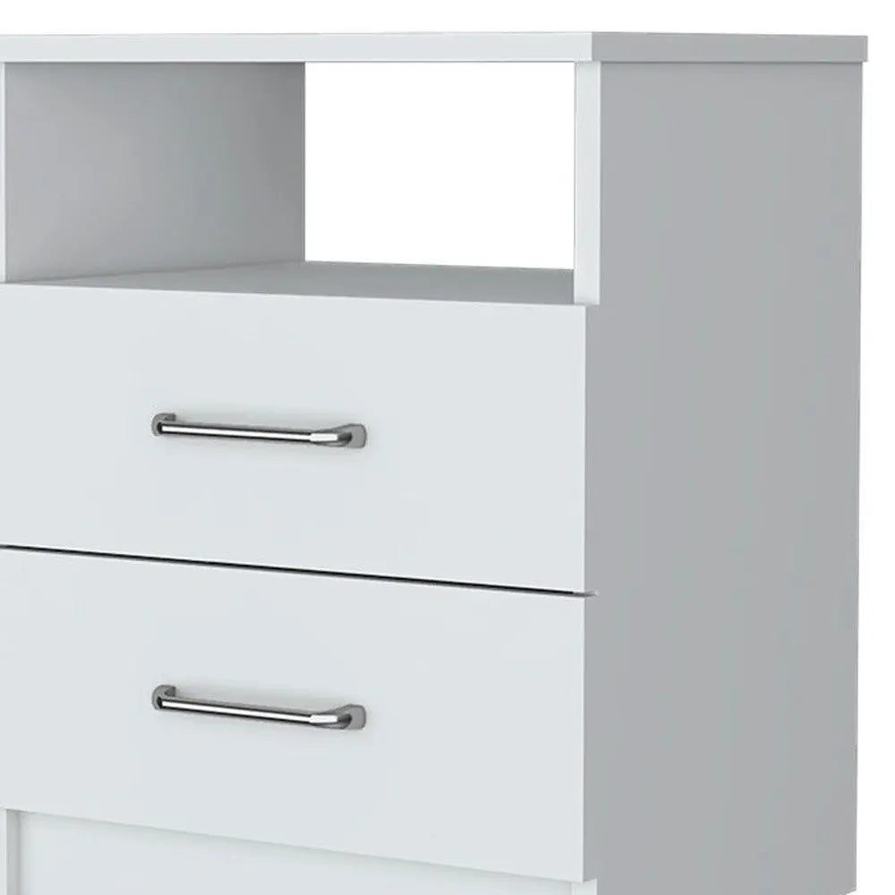 20" White Wood Two Drawer Nightstand HomeRoots