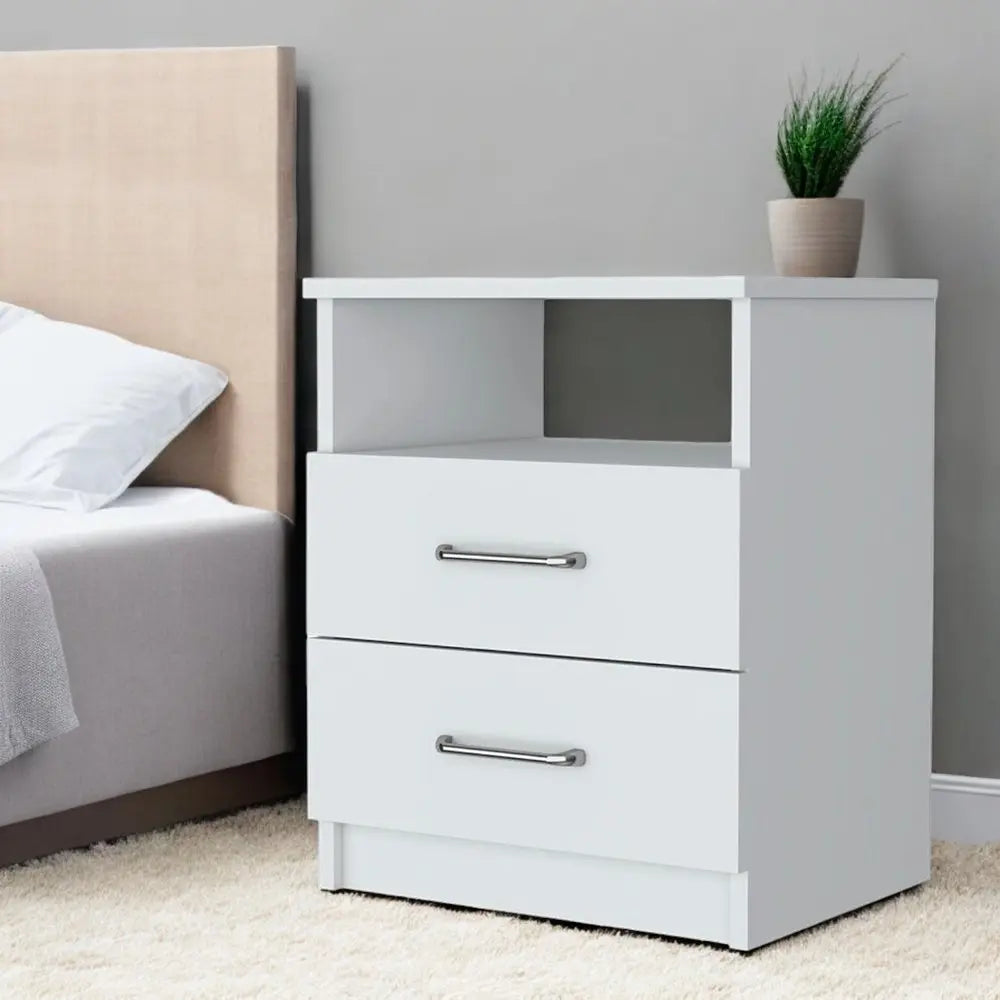 20" White Wood Two Drawer Nightstand HomeRoots