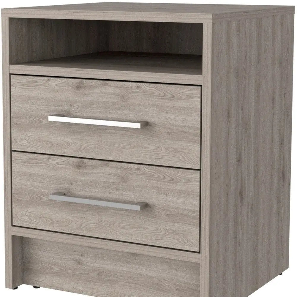 20" Light Gray Wood Two Drawer Nightstand HomeRoots