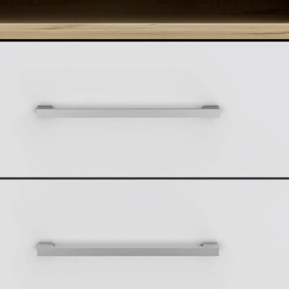 20" White And Natural Wood Two Drawer Nightstand HomeRoots