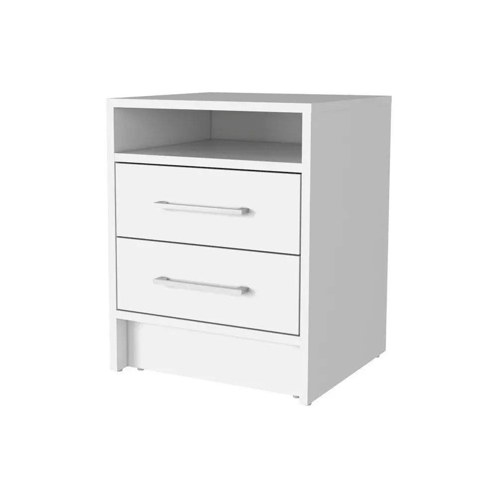 20" White Wood Two Drawer Nightstand HomeRoots