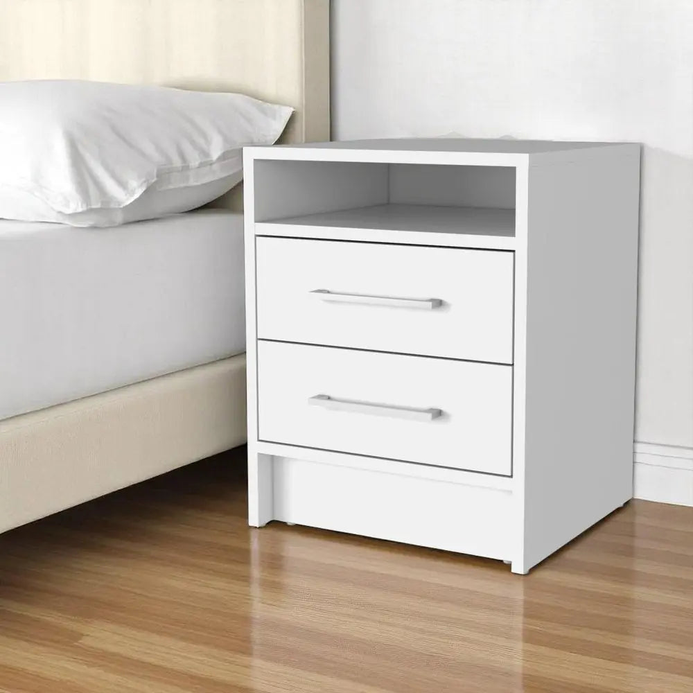 20" White Wood Two Drawer Nightstand HomeRoots