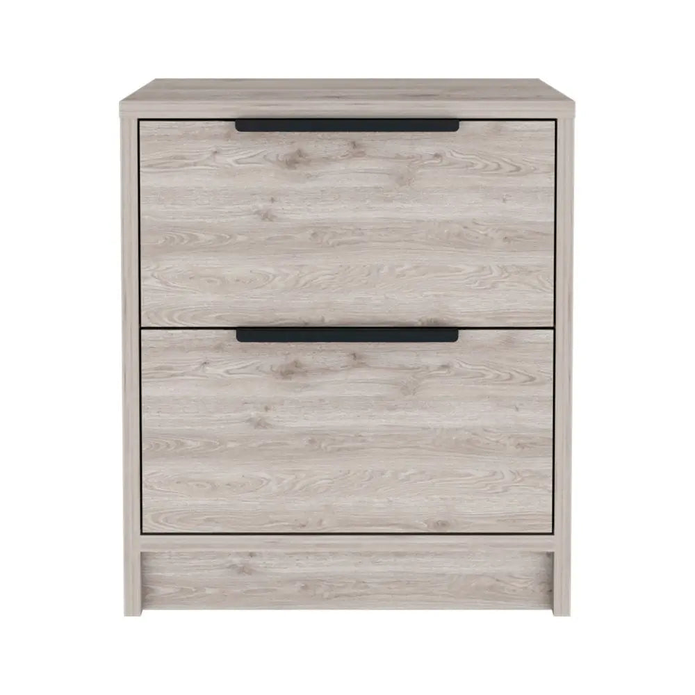19" Light Gray Wood Two Drawer Nightstand HomeRoots