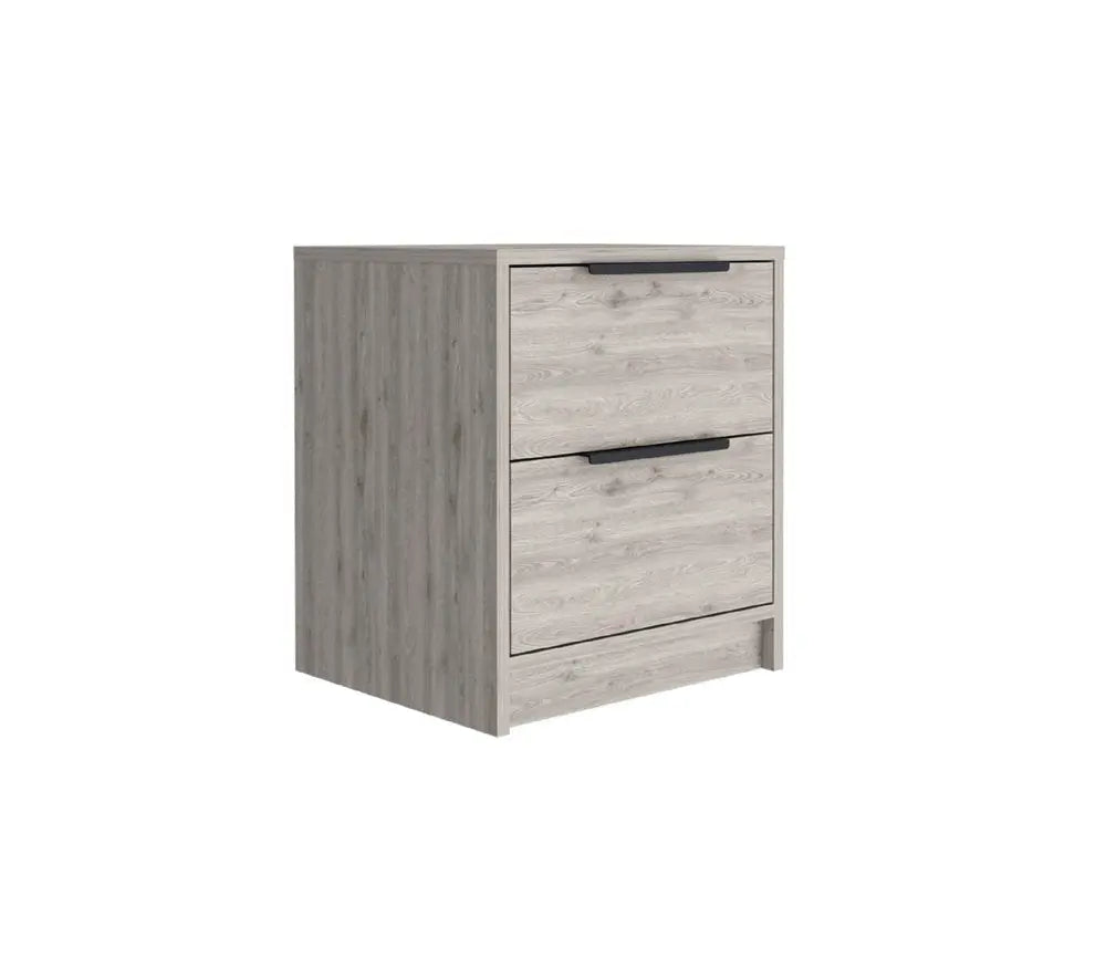 19" Light Gray Wood Two Drawer Nightstand HomeRoots
