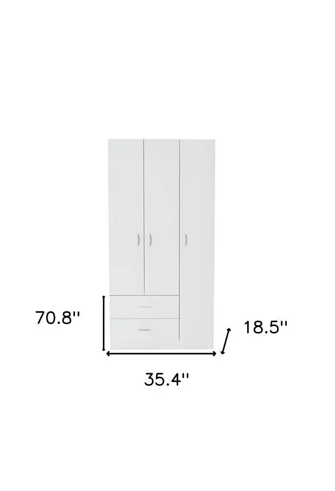 71" White Three Door Two Drawer Combo Dresser HomeRoots
