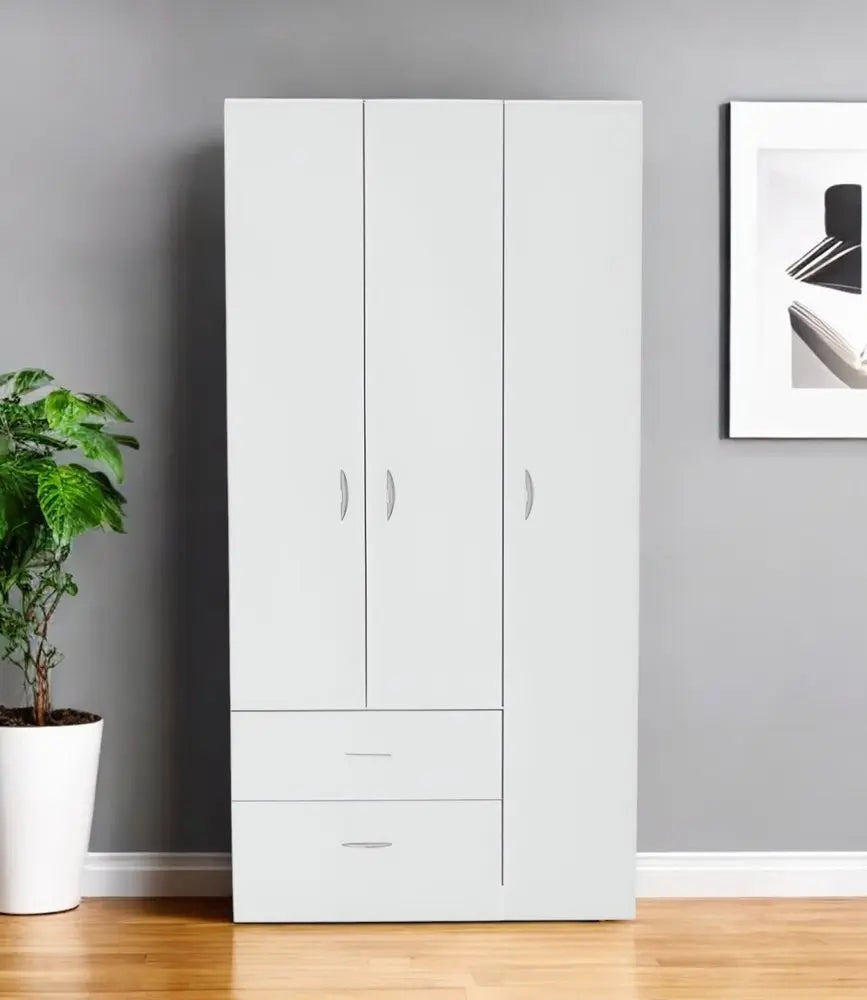 71" White Three Door Two Drawer Combo Dresser HomeRoots