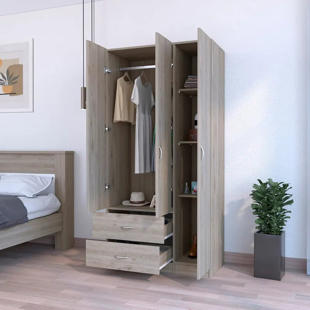 35" Light Gray Two Drawer Combo Dresser HomeRoots