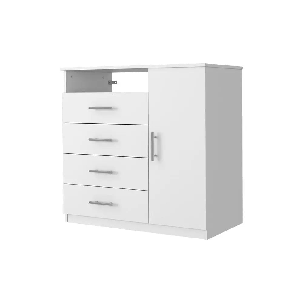 36" White Four Drawer Combo Dresser HomeRoots