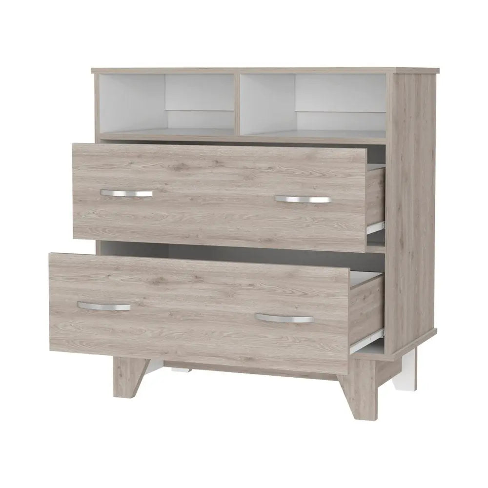 32" Oak Two Drawer Dresser HomeRoots