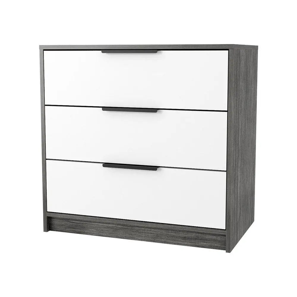 28" White and Gray Three Drawer Dresser HomeRoots