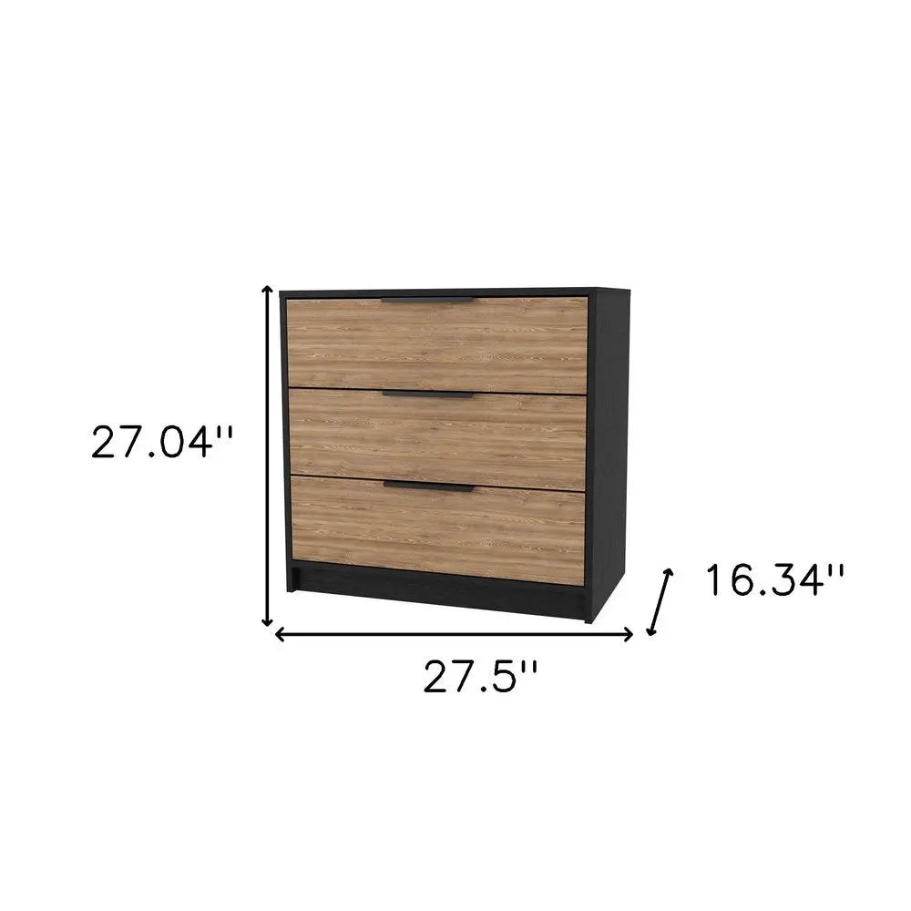 28" Oak Three Drawer Dresser HomeRoots