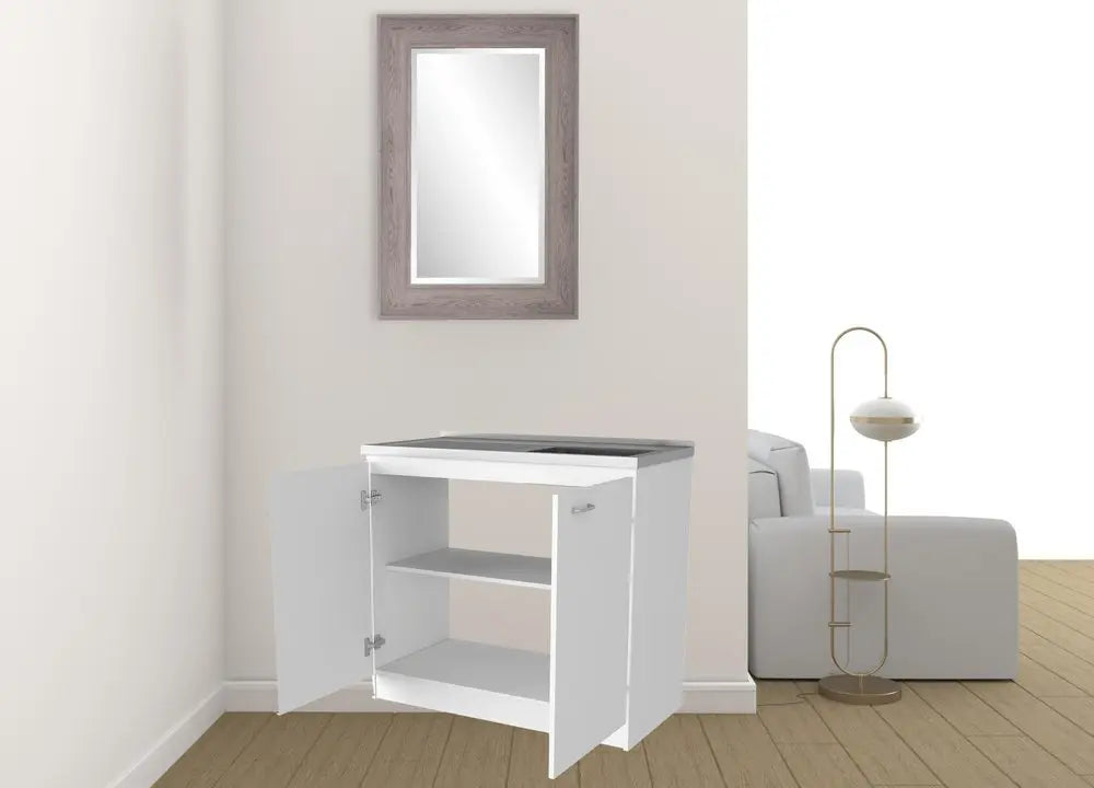 39" White Stainless Steel Accent Cabinet With Two Shelves HomeRoots