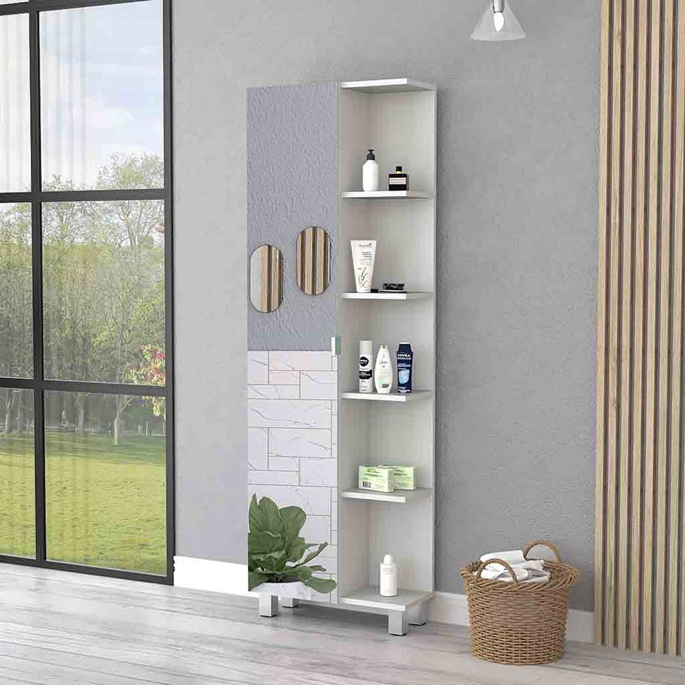 Gabinete decorativo de madera blanca de 62" con una puerta