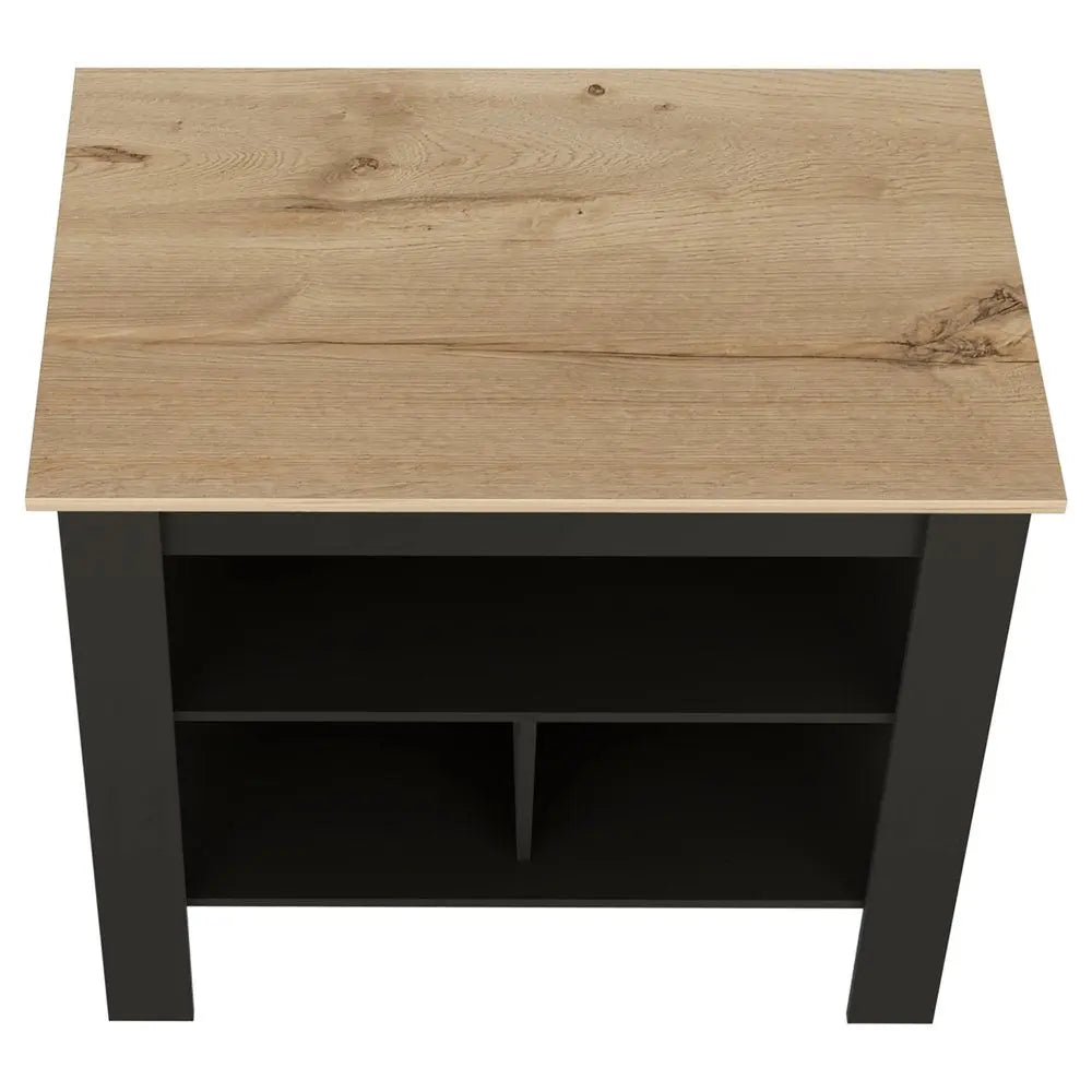 Black and Oak 41" Kitchen Island With Storage HomeRoots