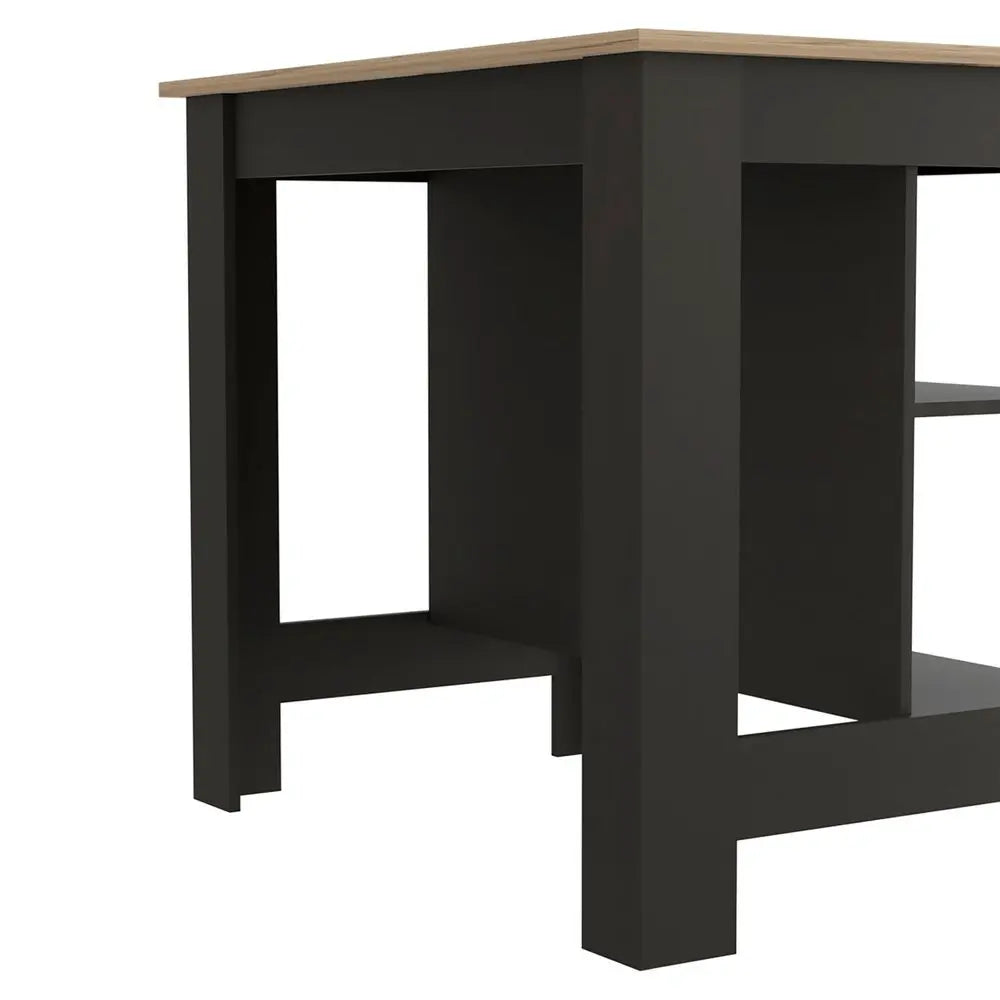 Black and Oak 41" Kitchen Island With Storage HomeRoots
