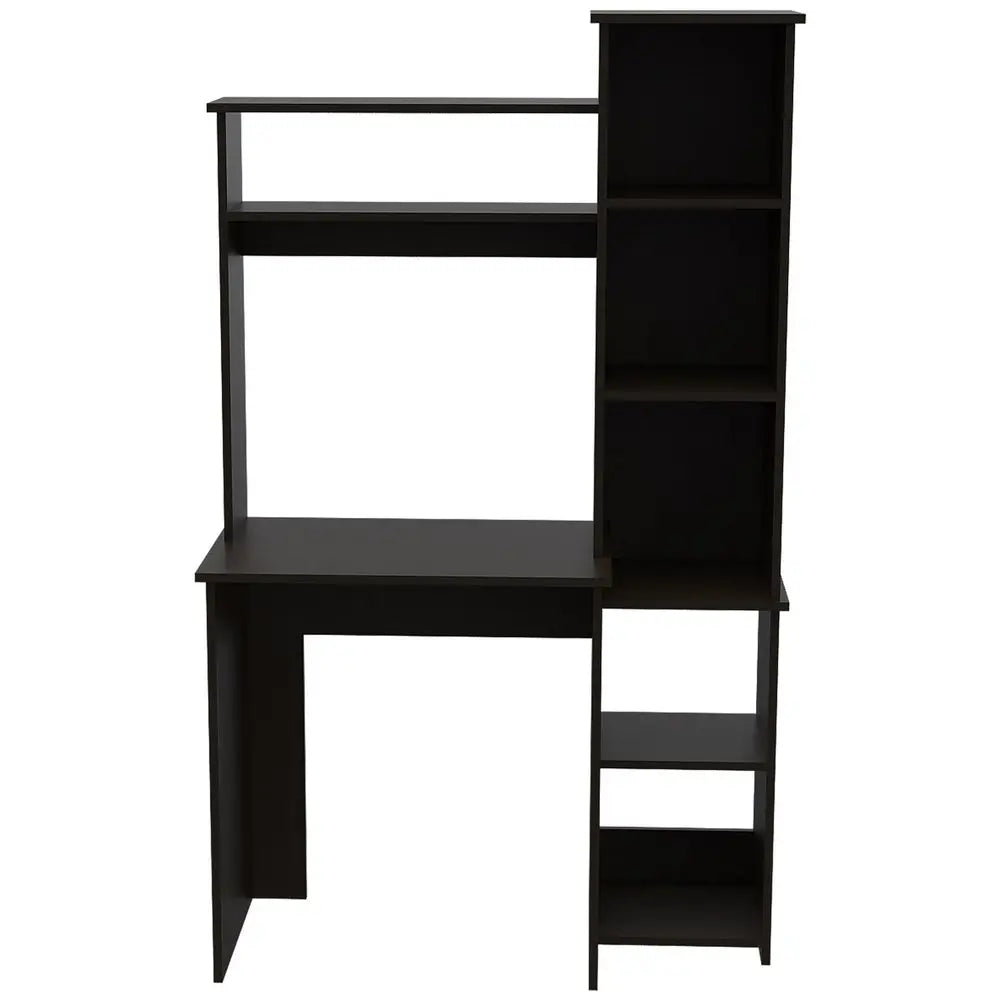 40" Black Wood Writing Desk and Bookshelf Set HomeRoots