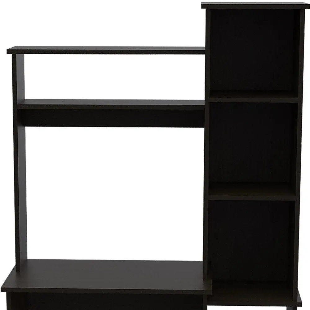 40" Black Wood Writing Desk and Bookshelf Set HomeRoots