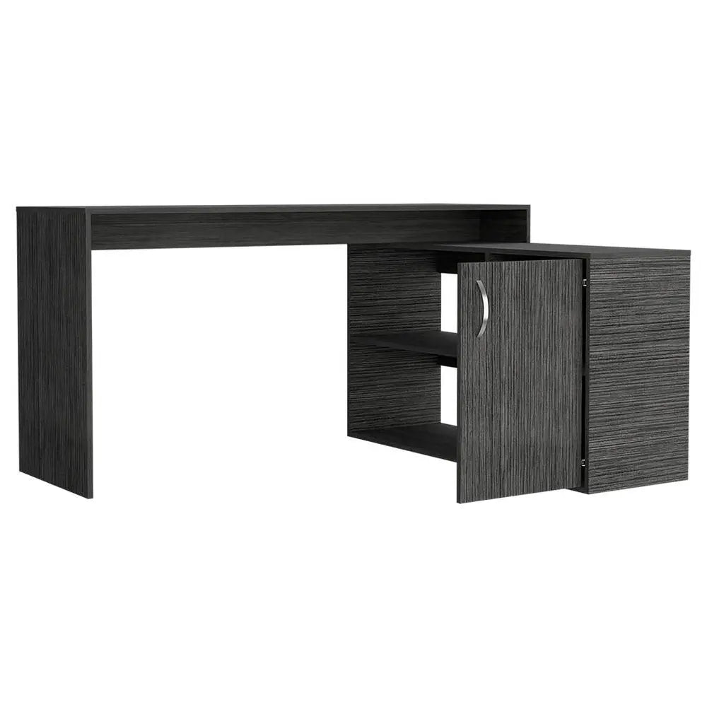 60" Dark Gray Wood L Shape Writing Desk HomeRoots