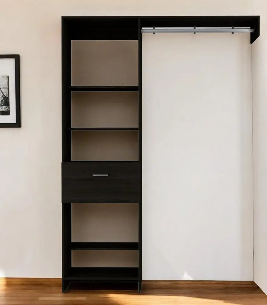 59" Black Manufactured Wood Closet System HomeRoots
