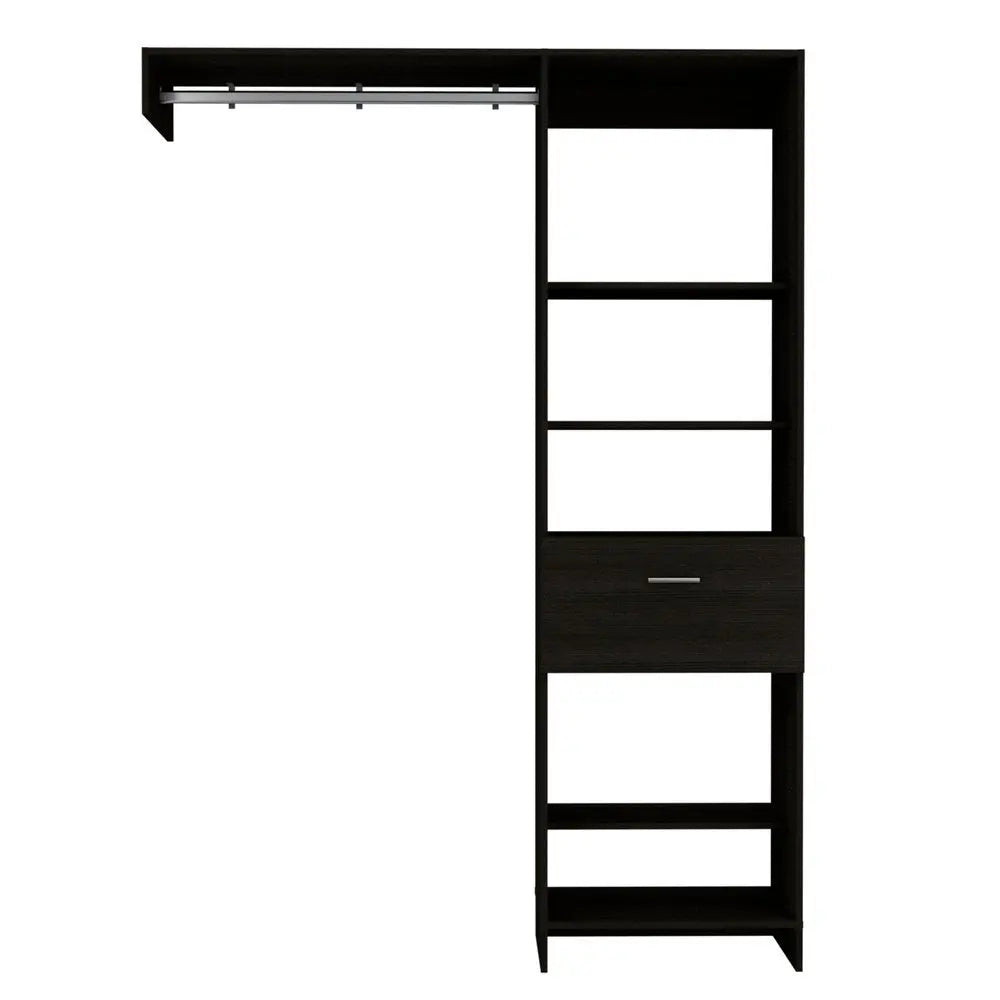 59" Black Manufactured Wood Closet System HomeRoots