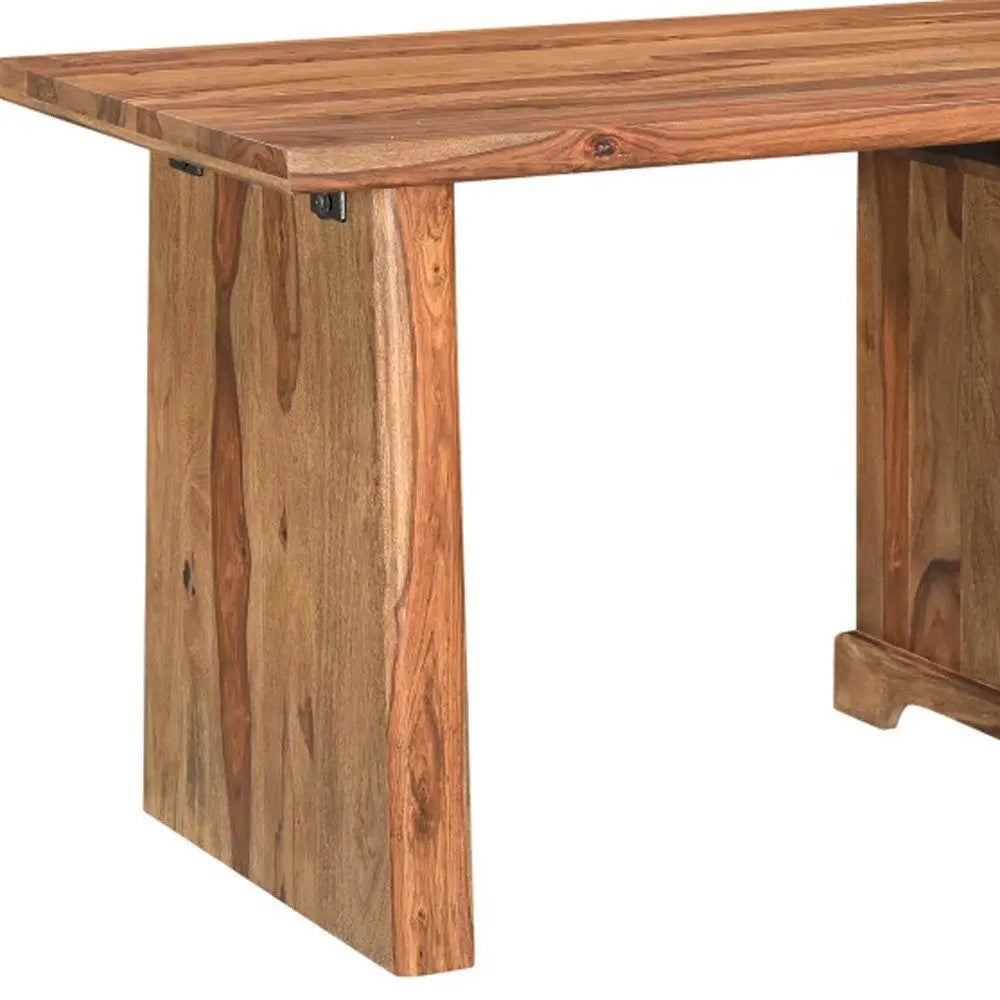 54" Brown Live Edge Solid Wood Writing Desk With Three Drawers - NOBLE HOME INTERIORS