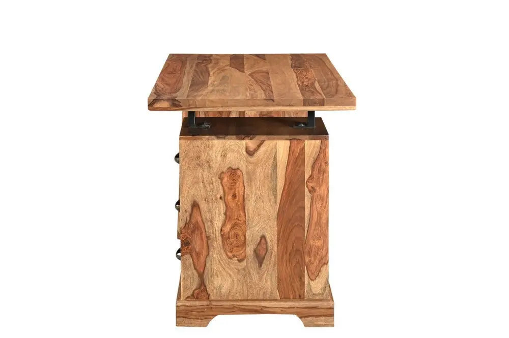 54" Brown Live Edge Solid Wood Writing Desk With Three Drawers - NOBLE HOME INTERIORS