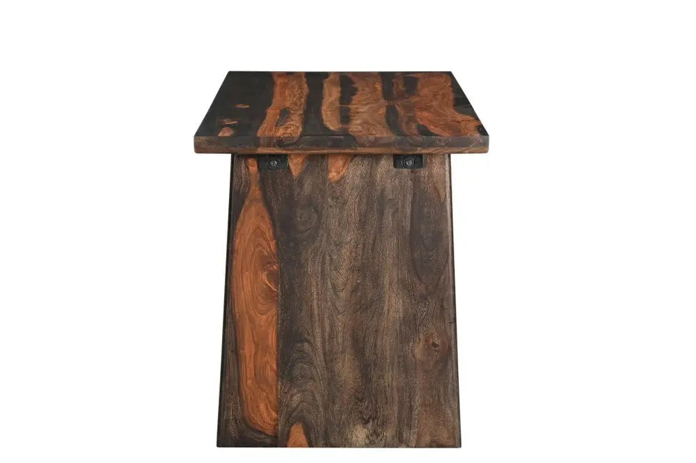 54" Dark Brown and Light Brown Solid Wood Writing Desk With Three Drawers - NOBLE HOME INTERIORS