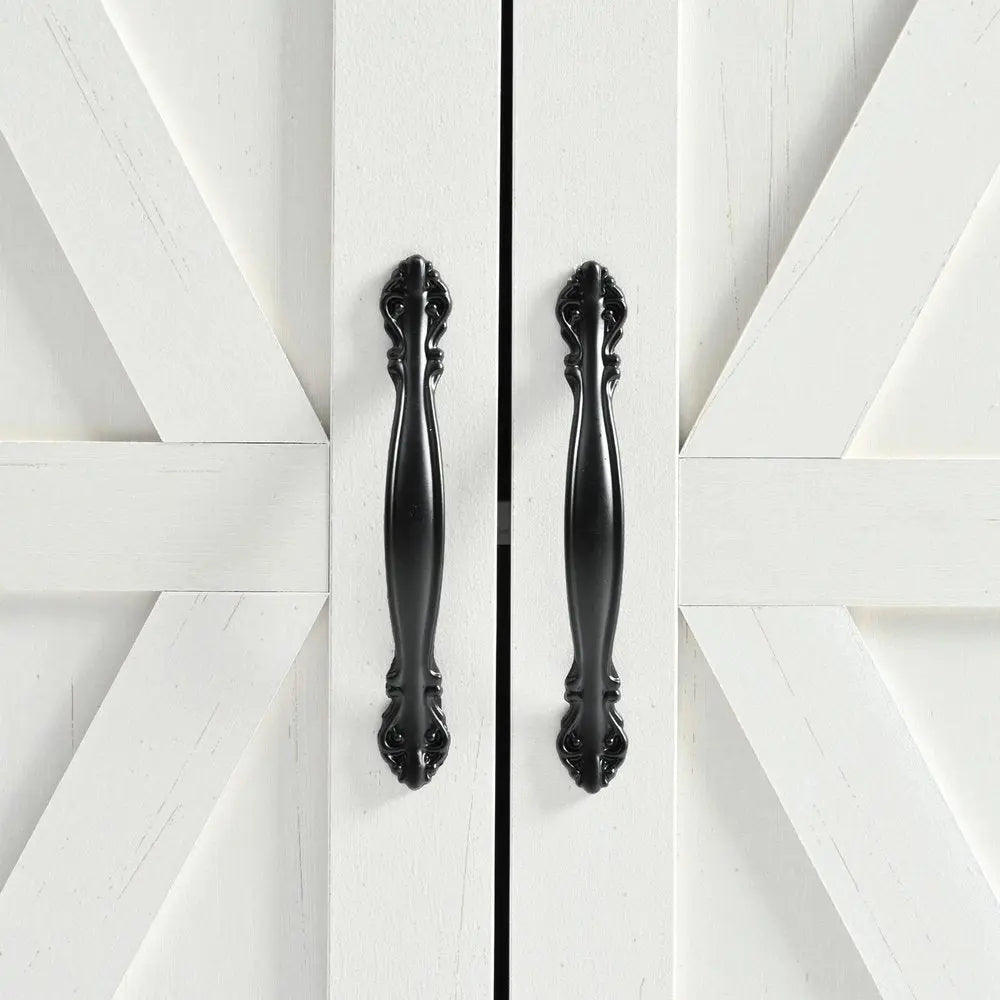 54" White Wood Barn Door Rolling Kitchen Island With USB - NOVA HOME FURNITURE