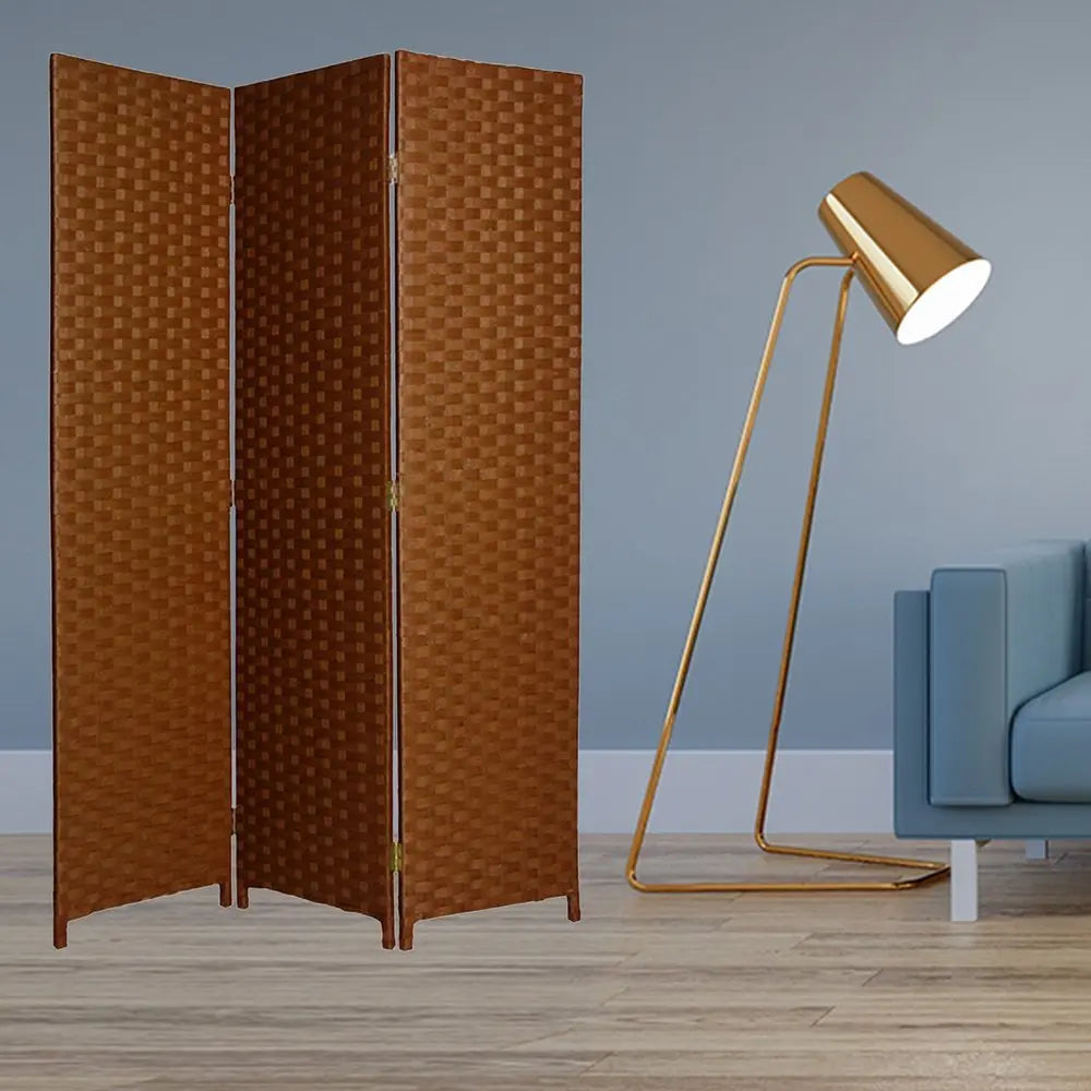 54" X 72" Dark Brown Wood 3 Panel Screen - NOBLE HOME INTERIORS