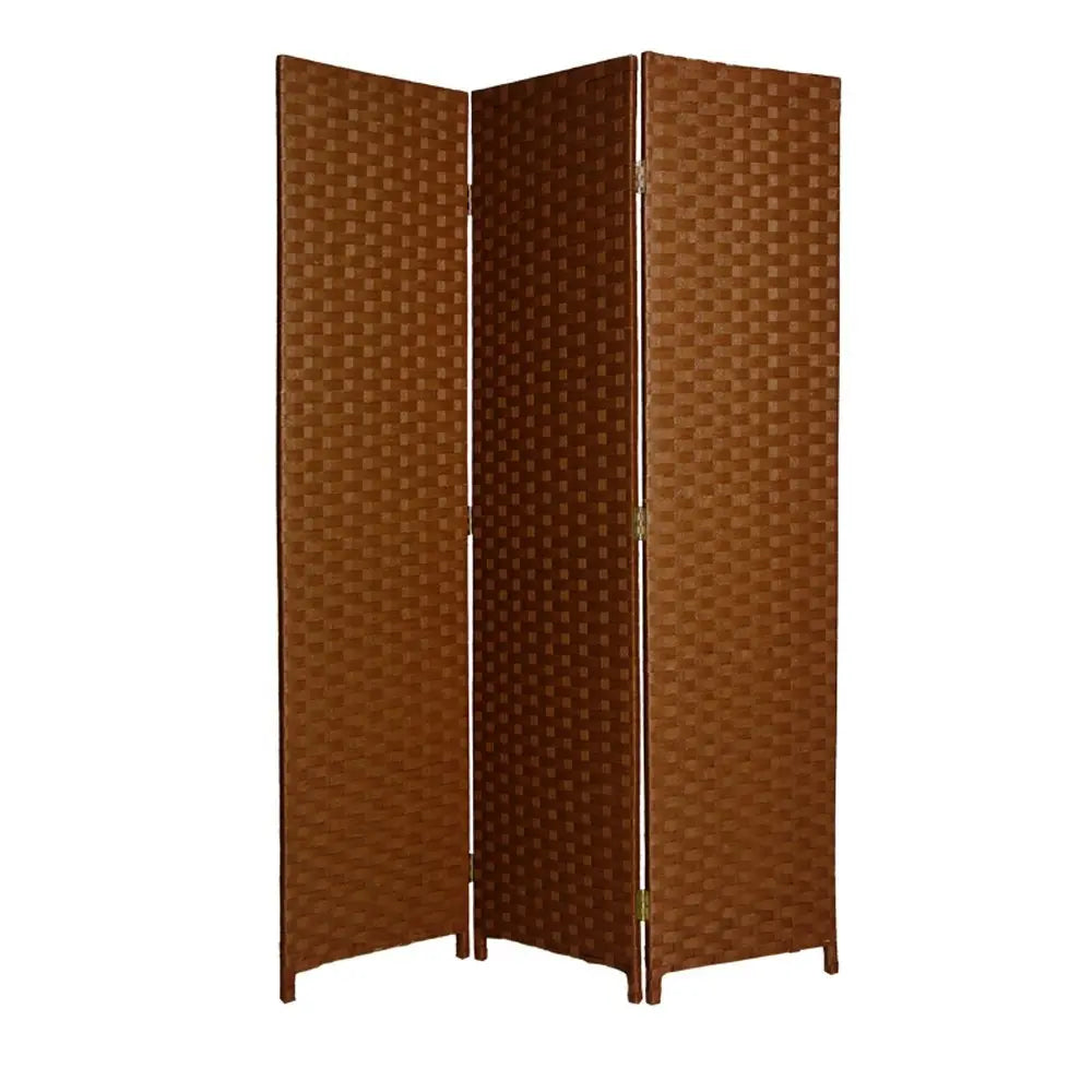 54" X 72" Dark Brown Wood 3 Panel Screen - NOBLE HOME INTERIORS
