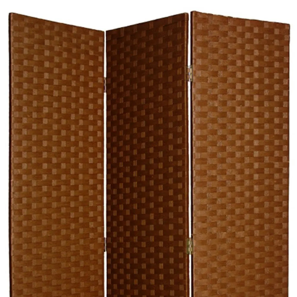 54" X 72" Dark Brown Wood 3 Panel Screen - NOBLE HOME INTERIORS