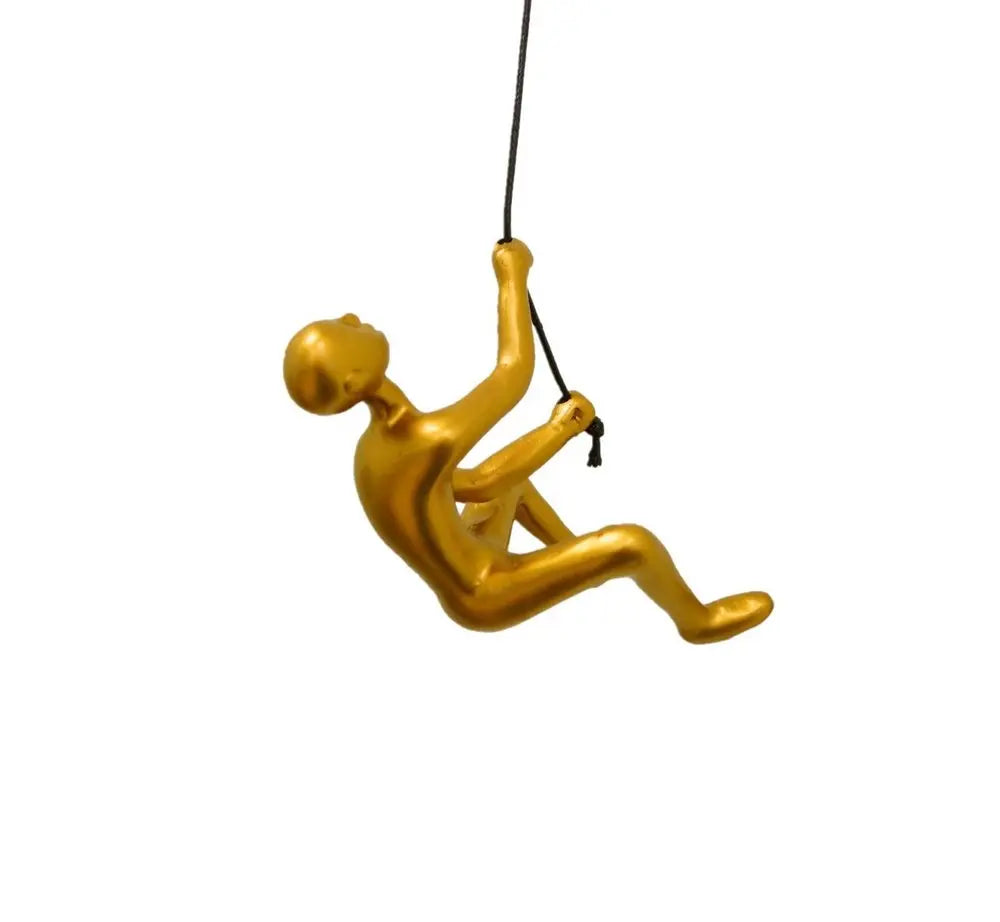 Set of Two Gold Resin Climbing Man Hanging Dimensional Sculpture HomeRoots