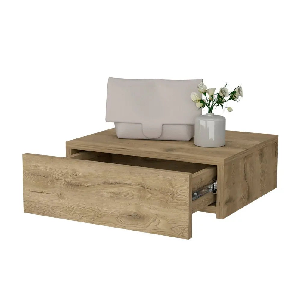 5" Beige Wood One Drawer Floating Nightstand HomeRoots