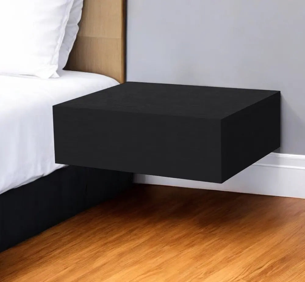 5" Black Wood One Drawer Floating Nightstand HomeRoots