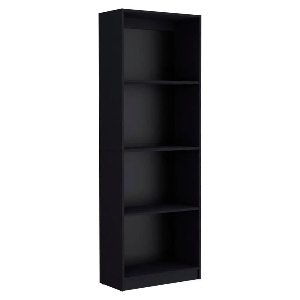 71" Black Wood Four Tier Bookcase HomeRoots
