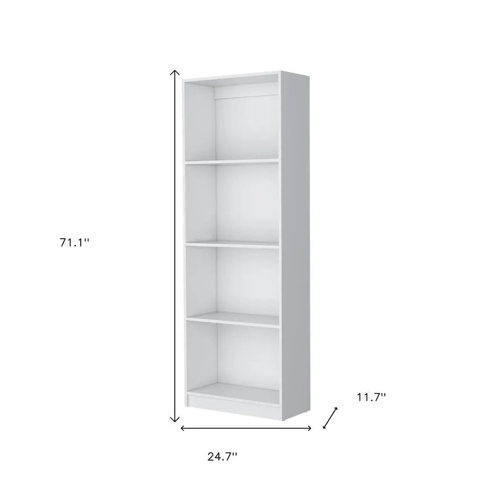 71" White Wood Four Tier Bookcase HomeRoots