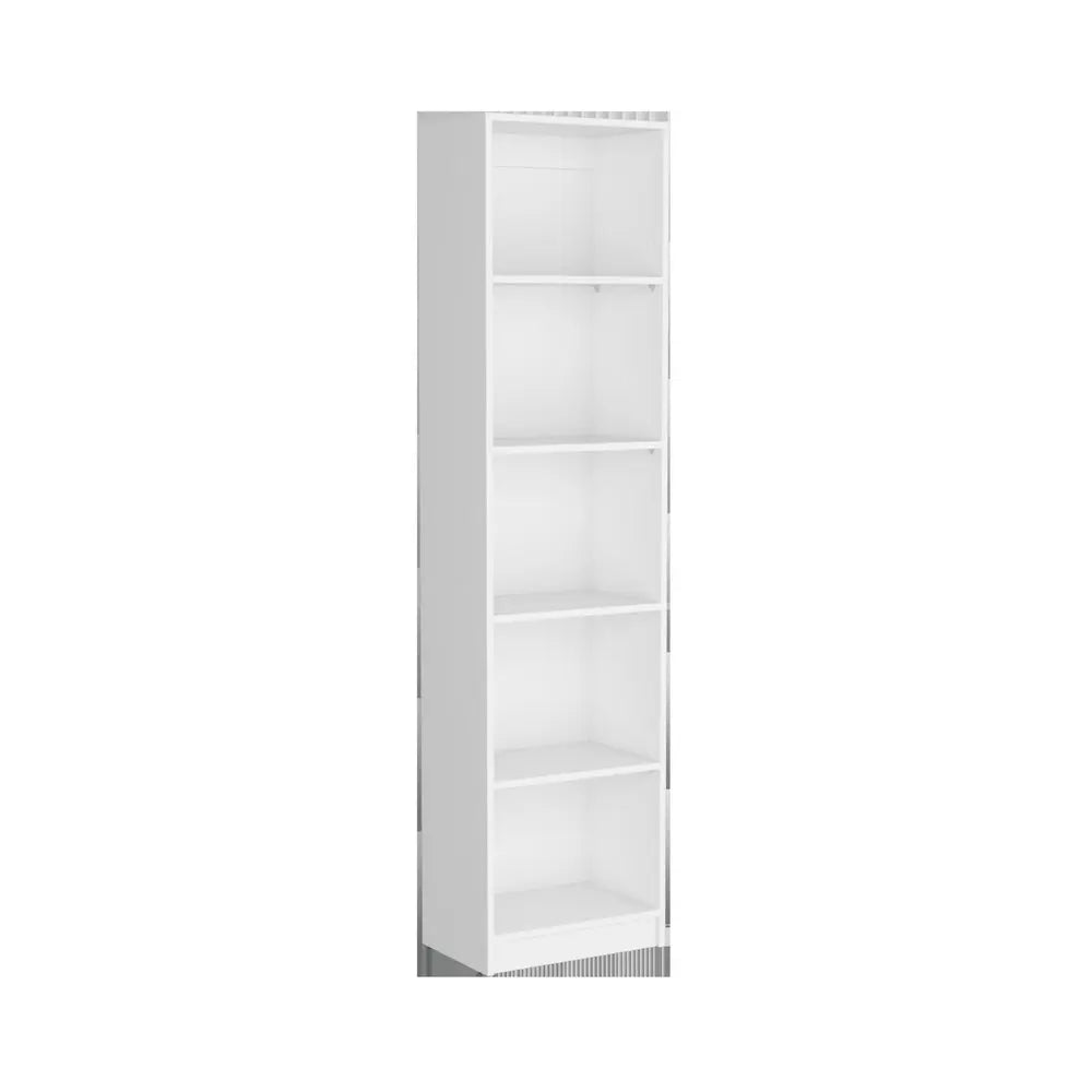 71" White Wood Five Tier Bookcase HomeRoots