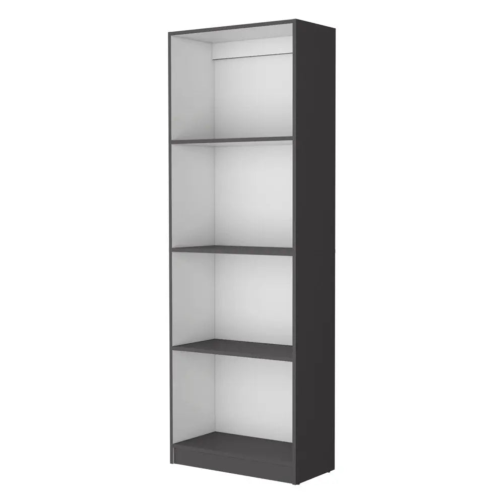 71" Gray And White Wood Four Tier Bookcase HomeRoots