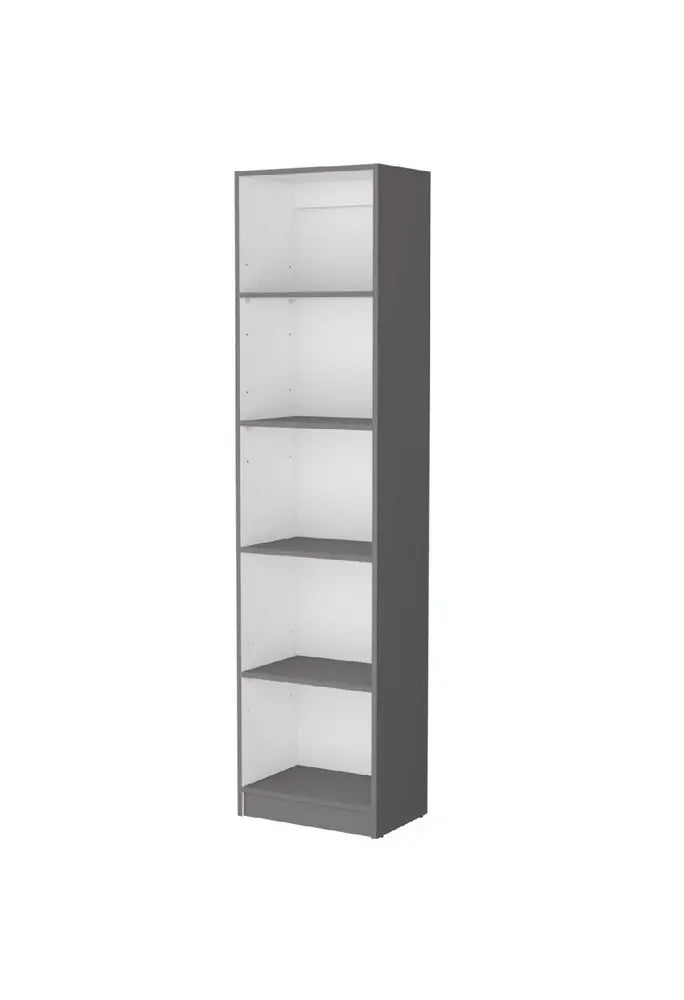 71" Gray And White Wood Five Tier Bookcase HomeRoots