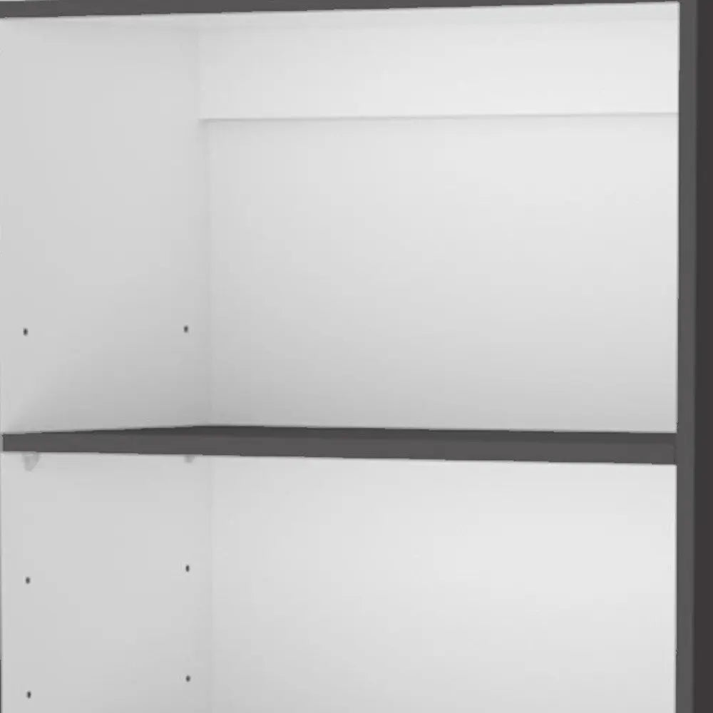 71" Gray And White Wood Three Tier Bookcase with Two Doors HomeRoots