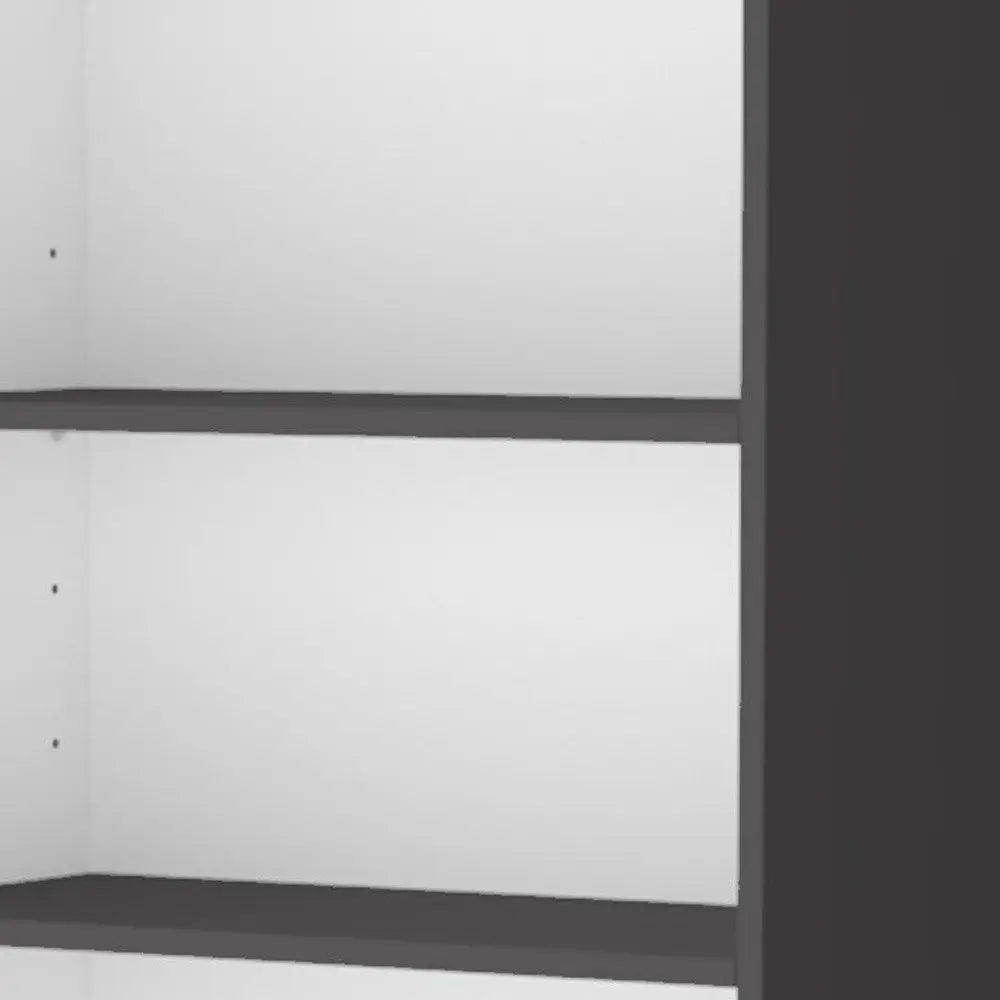 71" Gray And White Wood Three Tier Bookcase with Two Doors HomeRoots