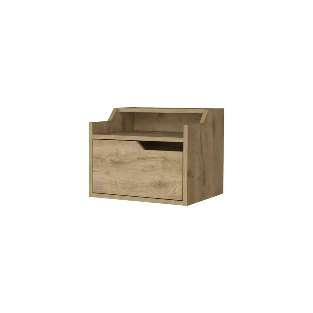 13" Beige Wood One Drawer Floating Nightstand HomeRoots