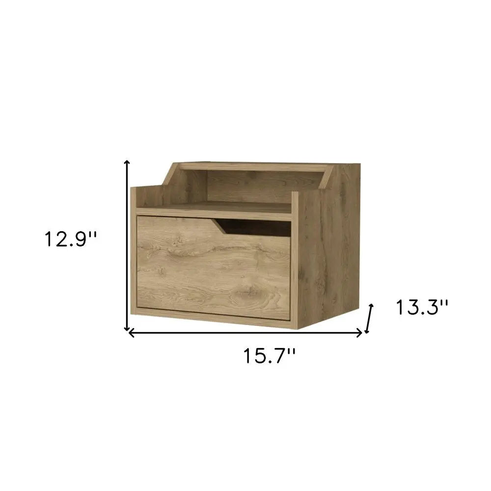 13" Beige Wood One Drawer Floating Nightstand HomeRoots