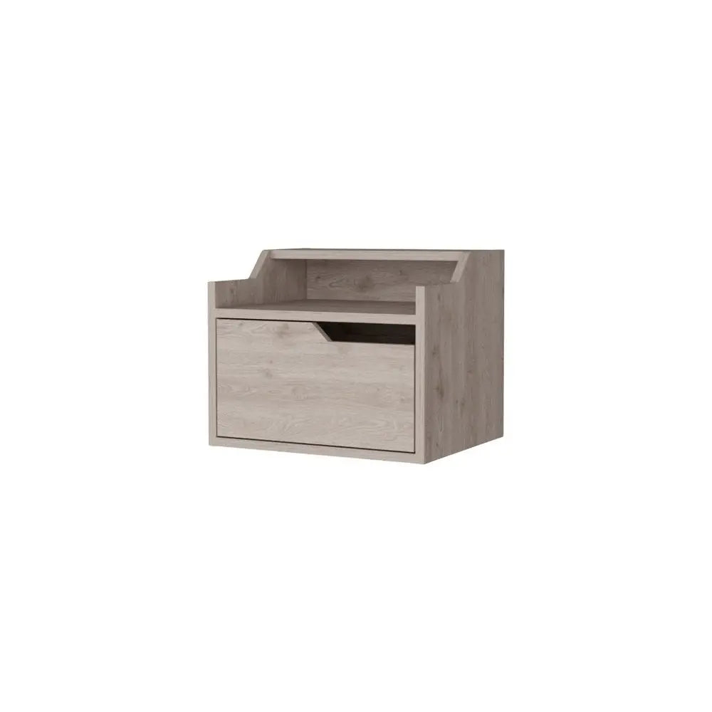 13" Gray Wood One Drawer Floating Nightstand HomeRoots