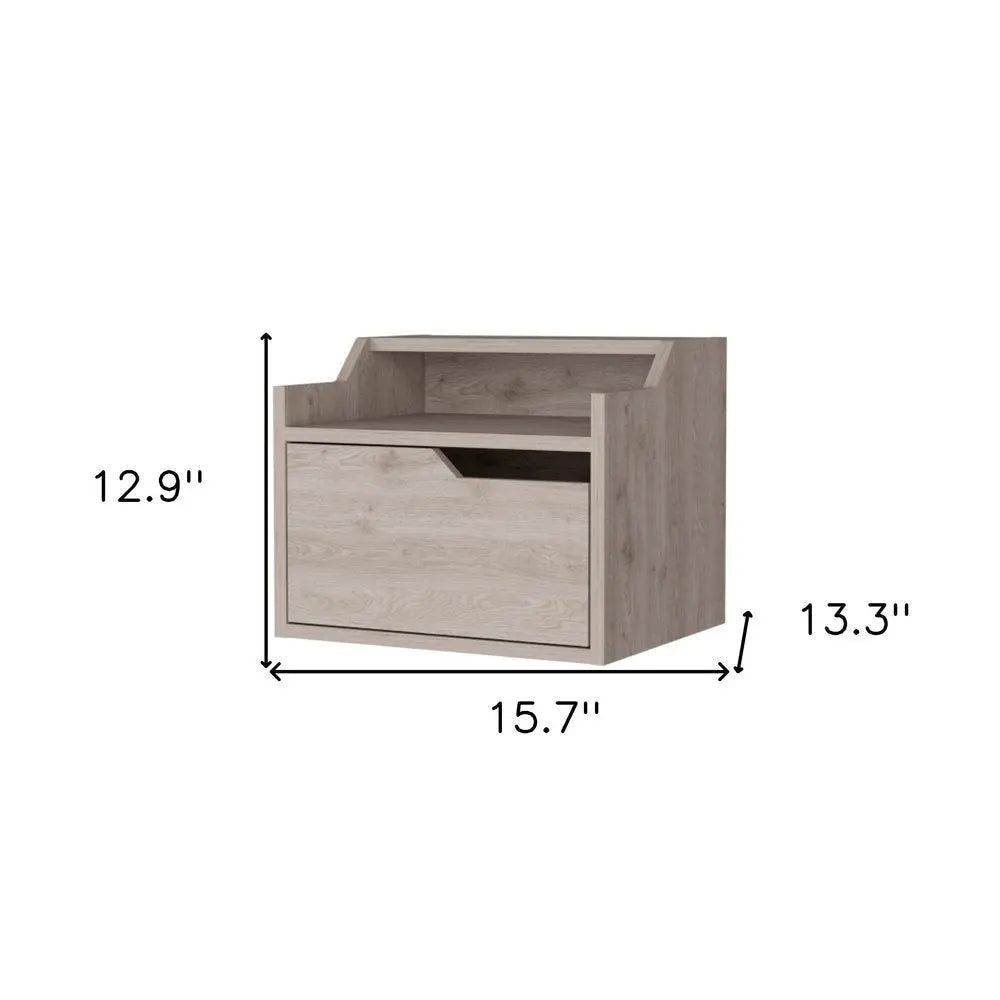 13" Gray Wood One Drawer Floating Nightstand HomeRoots