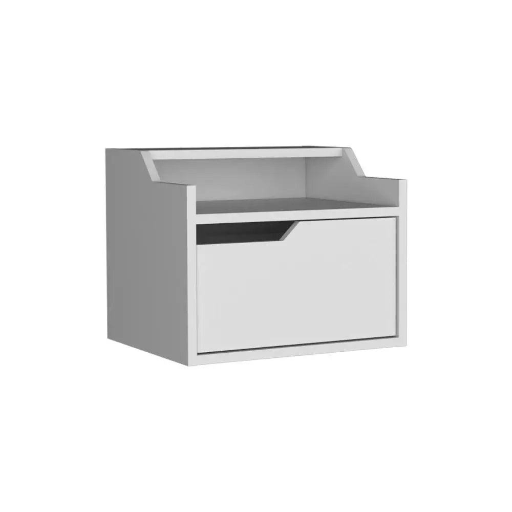 13" White Wood One Drawer Floating Nightstand HomeRoots