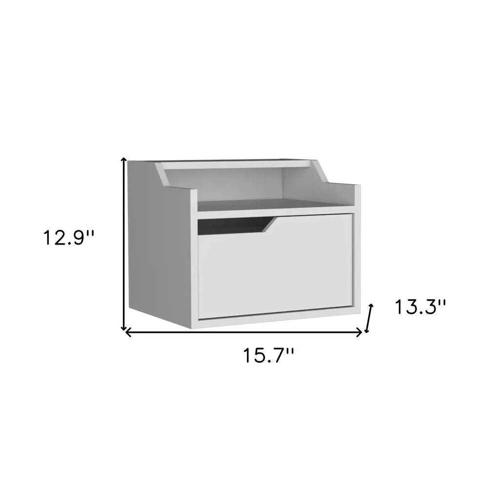 13" White Wood One Drawer Floating Nightstand HomeRoots